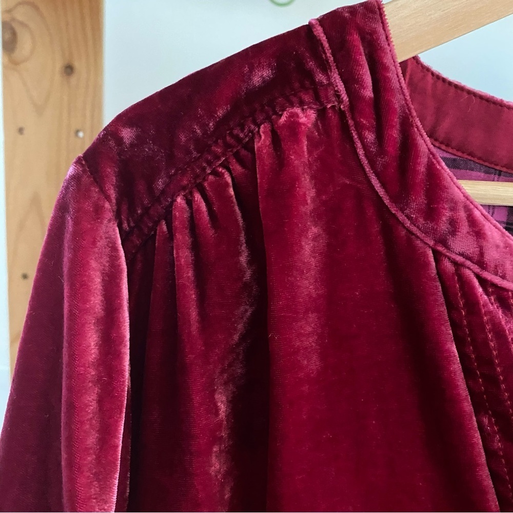 Anthropologie Berry Pink Velvet Melody Long Sleeve Mini Tunic Dress Small - Picture 7 of 14